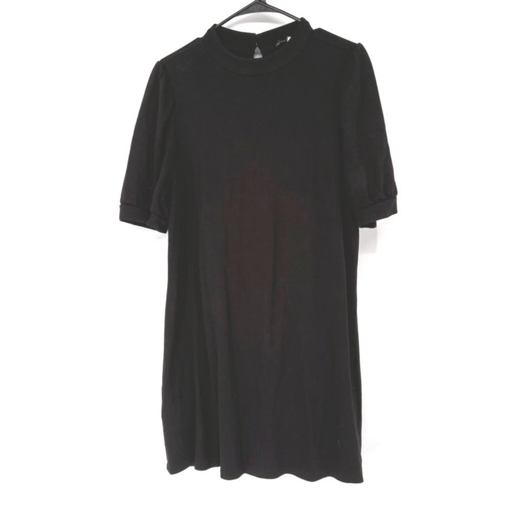 NWT LOFT Dress Womens 14P Black Short‎ Puff Sleeve Mock Neck Shift